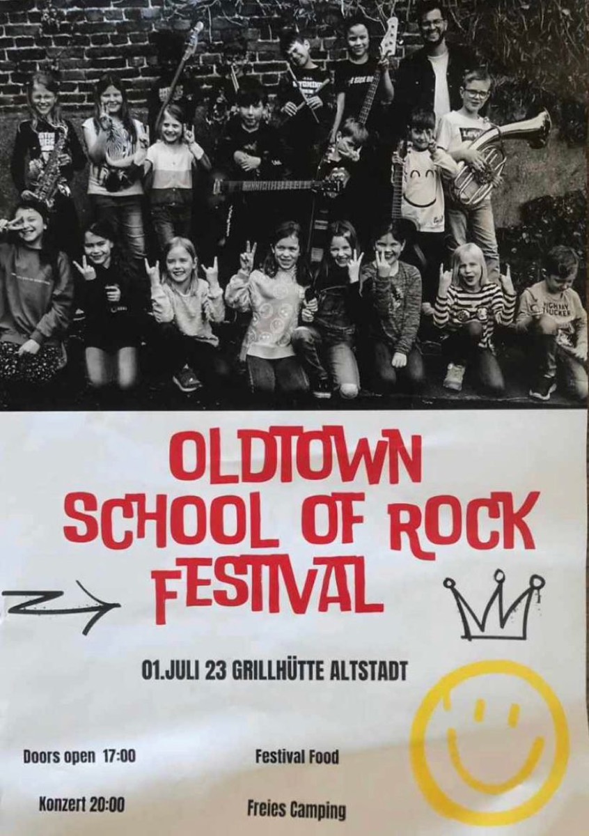 Plakat des ersten Oldtown School of Rock Festivals am 1. Juli 2023